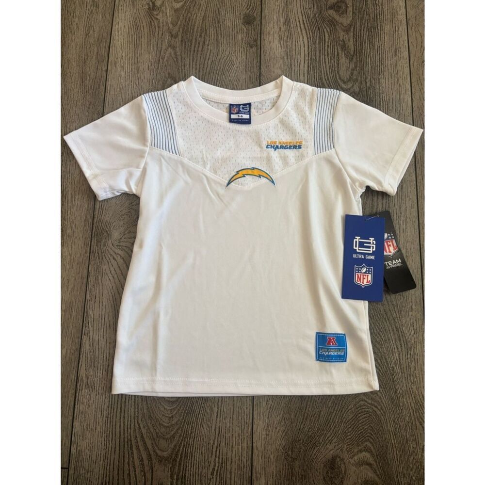 NFL Los Angeles Chargers White & Blue Kids Short Sleeve Tee